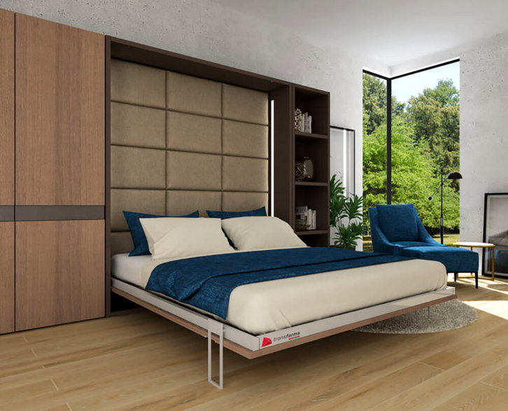 Łóżka chowane w szafie - przykład wielofunkcyjnych mebli do małych mieszkań, proj. Transforms