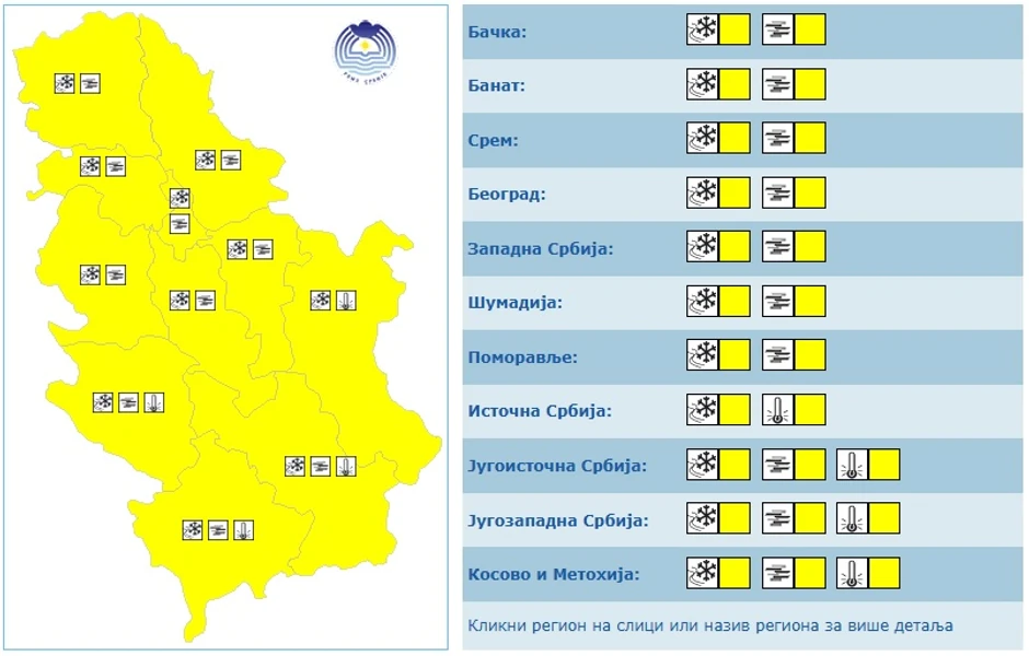 Meteoalarm 29. decembar