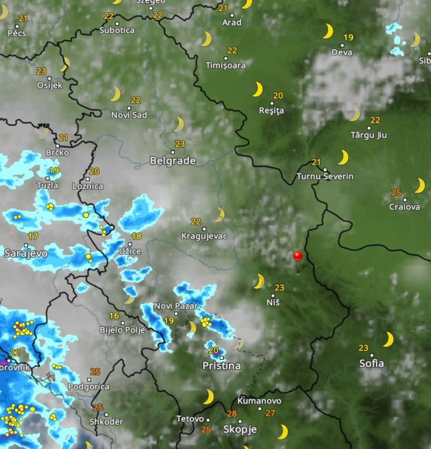 Nevreme se širi na jug Srbije u 21h