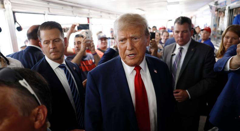 Donald Trump speaking to reporters at a restaurant along his campaign trail in Philadelphia on Saturday.Anna Moneymaker/Getty Images