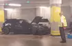 Rozbity Mercedes na parkingu podziemnym