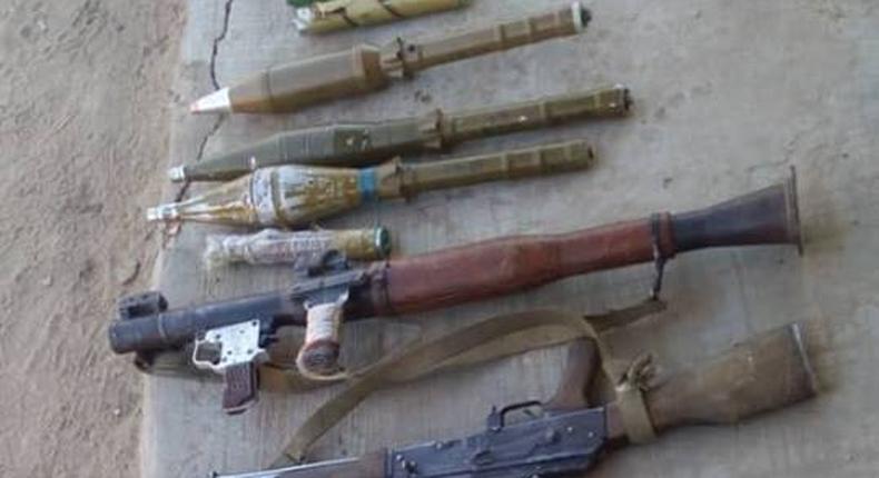 Arms and ammunition recovered from Boko Haram terrorists [Facebook/HQ Nigerian Army]