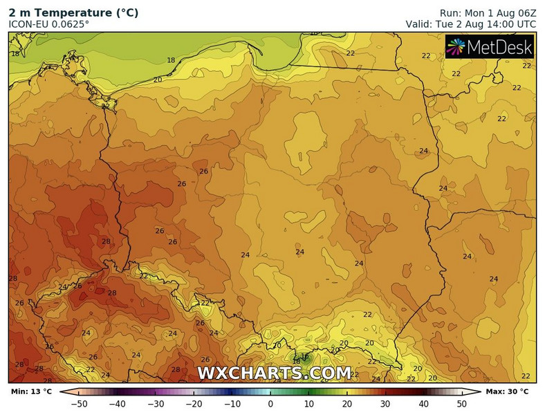 Na zachodzie temperatura wzrośnie do 28 st. C