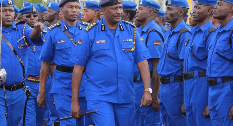 Inspector General of Police Hillary Mutyambai inspects a guard of honour