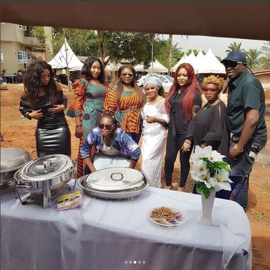 Cossy Orjiakor with her colleagues at her father's burial 