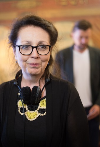 Reżyserka Maria Noëlle na planie filmu 'Maria Curie'