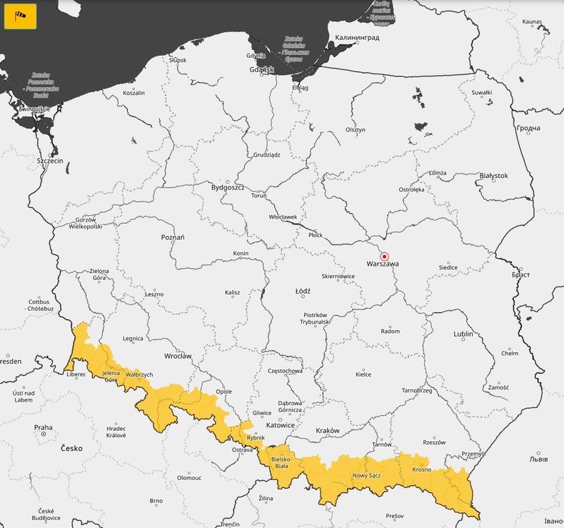 Dla krańców południowych wydano ostrzeżenia przed silnym wiatrem