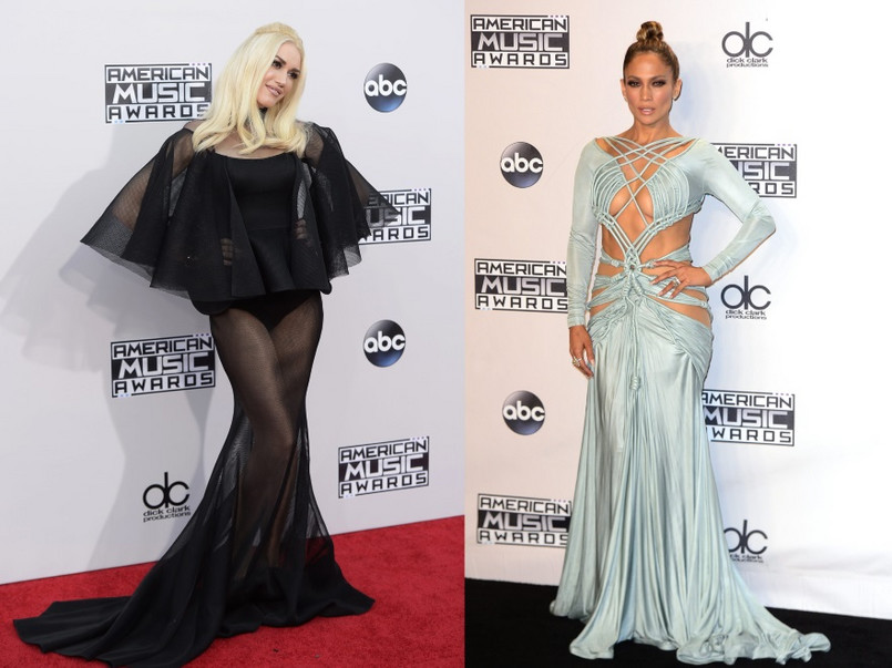 Suknie, w których panie wystąpiły na gali American Music Awards, zdecydowanie więcej odkrywały, niż zasłaniały...