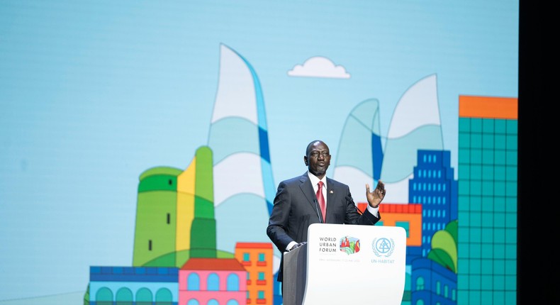 The president of Kenya, William Ruto, at the Leader’s Summit of the 13th session of the World Urban Forum (WUF13) [Source: X@WilliamsRuto]
