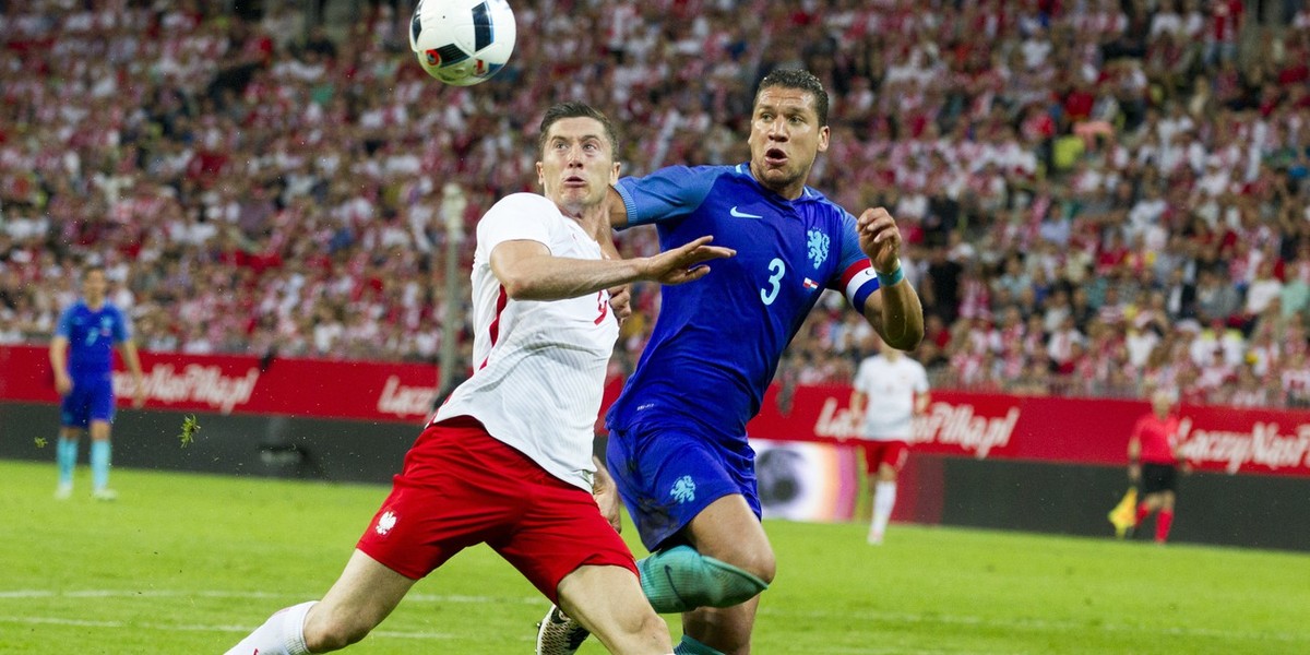 Robert Lewandowski w meczu Polska-Holandia, jednym z ostatnich sprawdzianów przed Euro 2016