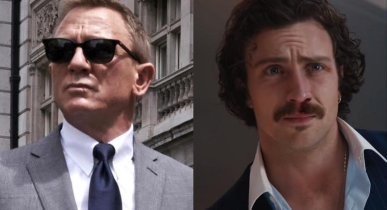 Daniel Craig in No Time To Die and Aaron Taylor-Johnson in Bullet Train.MGM / Sony Pictures