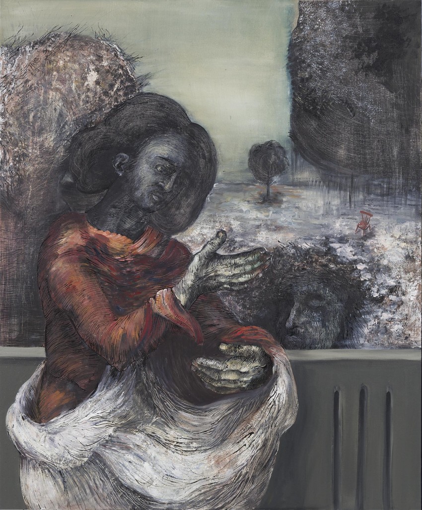 Majka II - Prilog za evropsku istoriju (2018, komb. tehnika na platnu, 110x90cm), Kristina Pirković