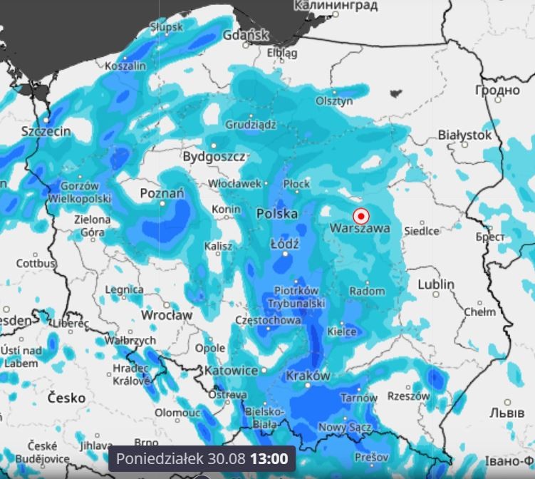 Opady deszczu będą niemal nad całą Polską 