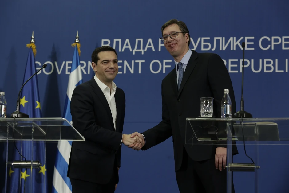 Cipras i Vučić na zajedničkoj pres konferenici u Palati Srbija