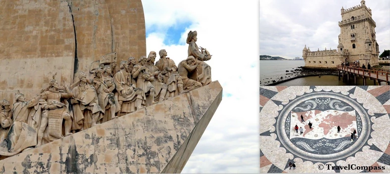Pomnik Odkrywców (Padrão dos Descobrimentos), Wieża Belém (Torre de Belém), mapa podróży portugalskich odkrywców - mozaika przed Pomnikiem Odkrywców, fot. Robert Pawełek, TravelCompass