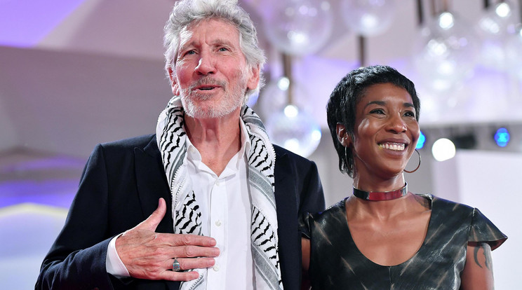 Roger Waters és újdonsült felesége a Roger Waters: Us + Them című koncertfilm bemutatóján a 76. Velencei Filmfesztiválon 2019. szeptember 6-án / Fotó: MTI/EPA/ANSA/Ettore Ferrari