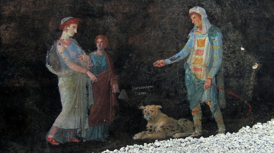 Fresk przedstawiający Parysa i Helenę
