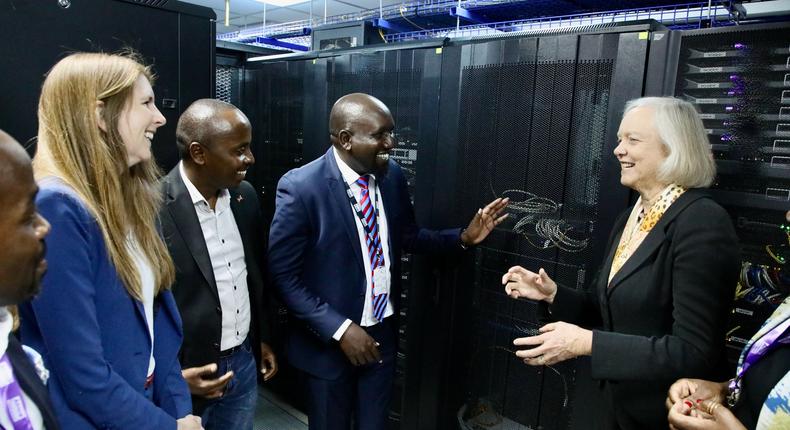 US Ambassador Meg Whitman with UK High Commissioner Jane Marriot during the groundbreaking of a new data centre in Nairobi