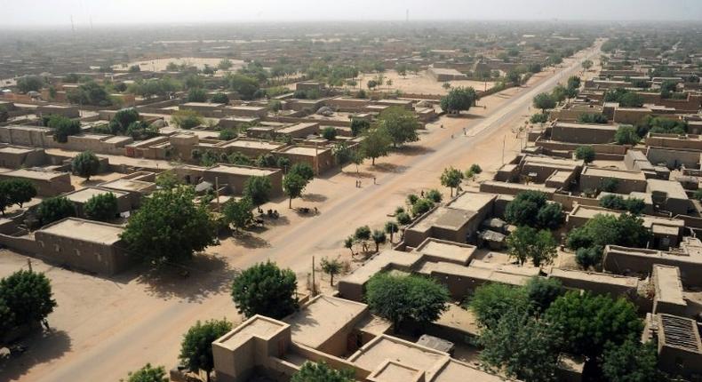 This photo taken on February 17, 2013 shows an aerial view of Gao, northern Mali, where former Tuareg rebels entered January 5, 2017 to begin joint patrols with government troops