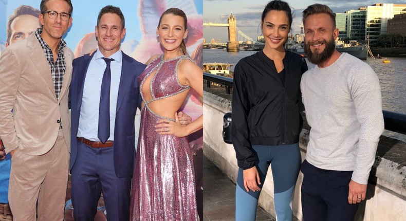 Don Saladino with his clients Ryan Reynolds and Blake Lively (left) and Magnus Lygdbck with his client Gal Gadot.Courtesy of Don Saladino and Magnus Lygdbck