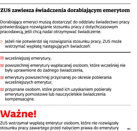 ZUS zawiesza świadczenia dorabiającym emerytom