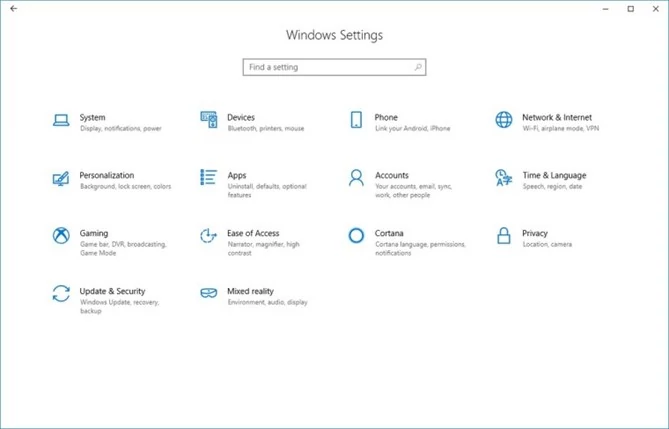 Ustawienia z Windows 10 Redstone 4