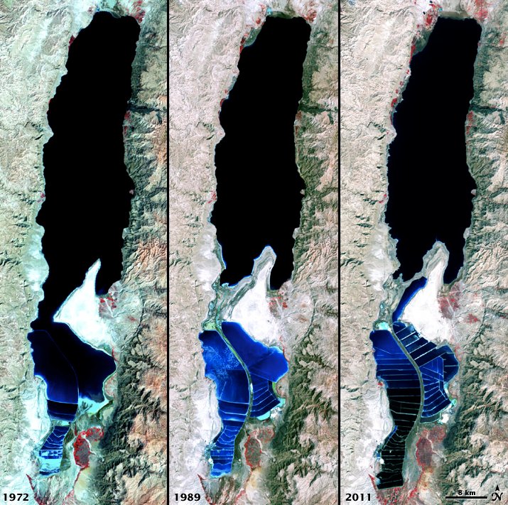 Зникнення Мертвого моря на фотографіях NASA