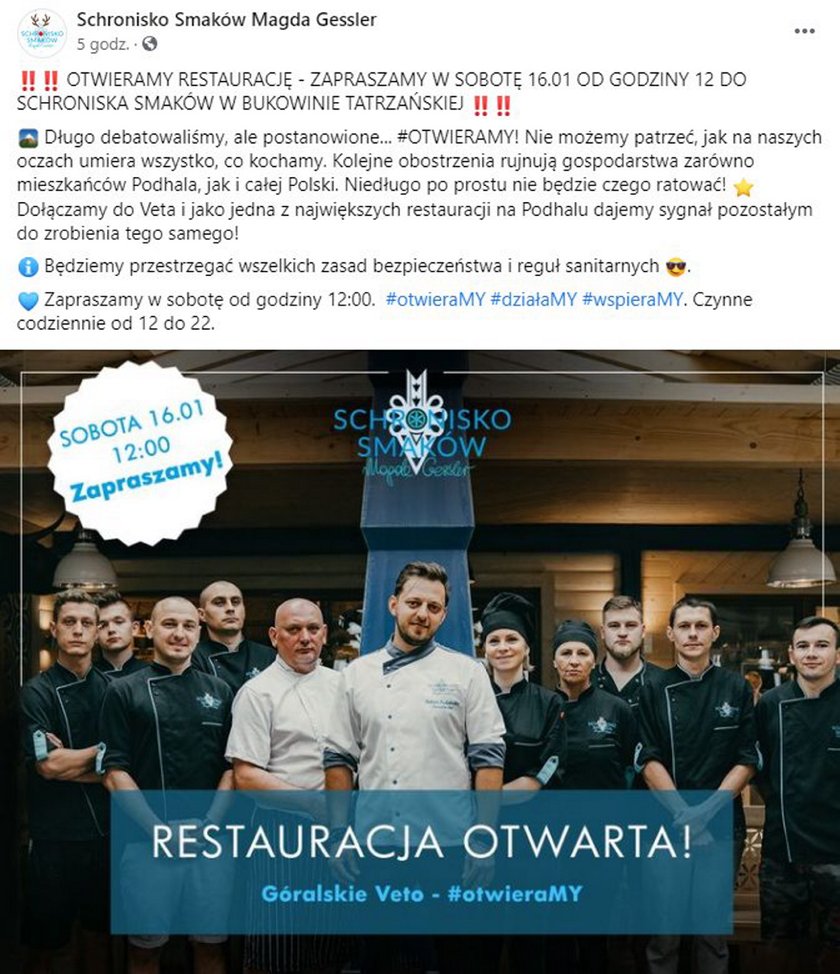 Magda Gessler otwiera restaurację pomimo zakazu