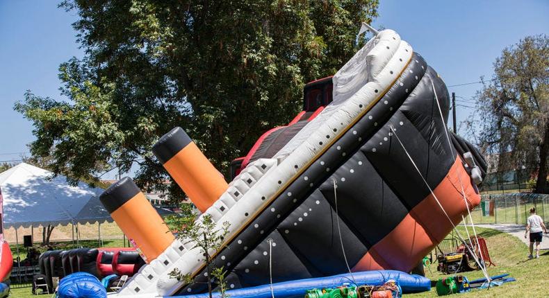 An inflatable Titanic slide seen at a park in Placentia, California.Daniel Knighton/Getty Images