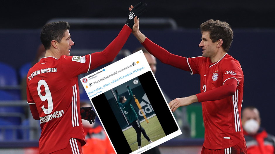 Robert Lewandowski i Thomas Mueller w meczu Schalke - Bayern