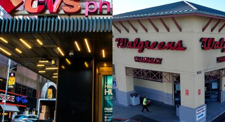 A CVS pharmacy and a Walgreens.VIEW press/Justin Sullivan