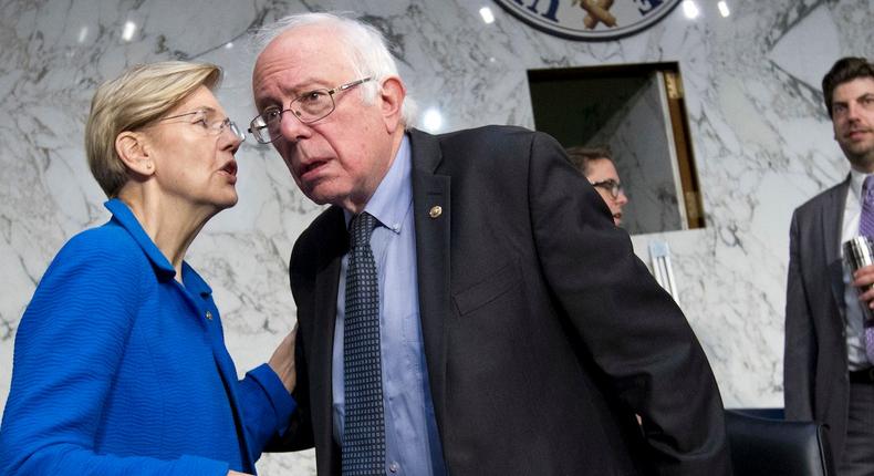 Sens. Elizabeth Warren and Bernie Sanders.