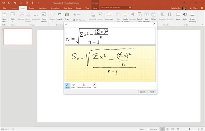 Office przekształci formuły wpisywane odręcznie na cyfrowe