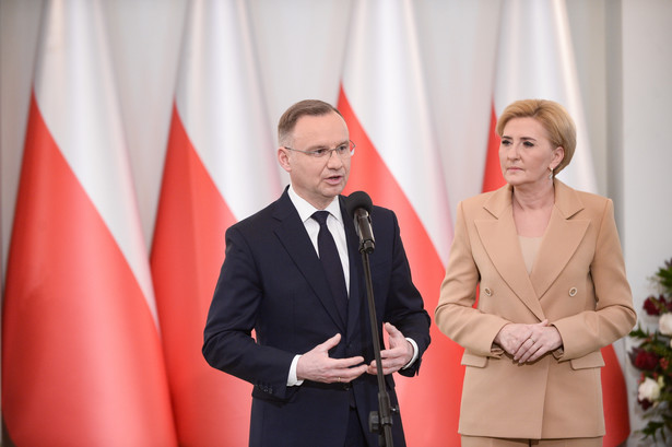 Prezydent RP Andrzej Duda i pierwsza dama Agata Kornhauser-Duda w Pałacu Prezydenckim w Warszawie