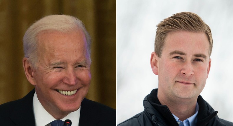 President Joe Biden and Fox News White House correspondent Peter Doocy.