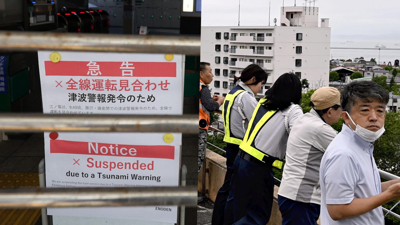 W Japonii ewakuacja po alertach o tsunami. Ludzie chronią się na dachach