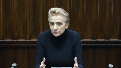 Posłanka Lewicy Joanna Scheuring-Wielgus na sali obrad Sejmu.