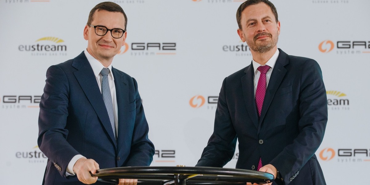 Interkonektor gazowy symbolicznie otworzyli premierzy Mateusz Morawiecki i Eduard Heger.