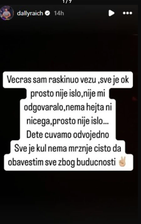 Danilo Raičević objava na Instagramu 