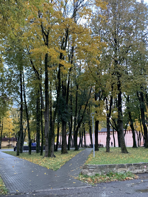 Park przy murze, który przypomina krakowskie Planty