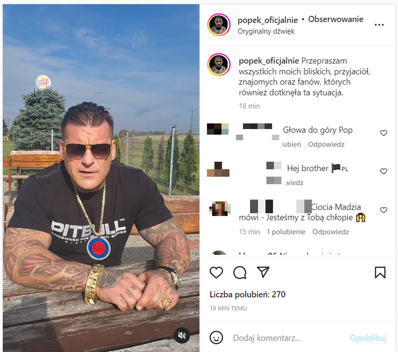 Popek przyznał się do romansu i dodał, że jest nękany