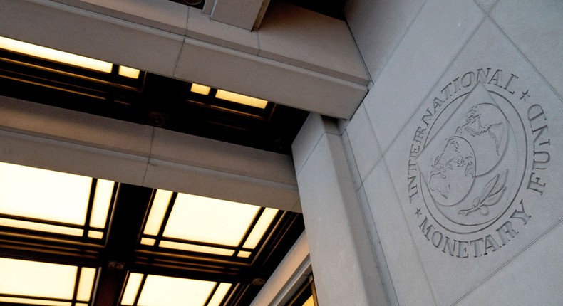 The seal for the International Monetary Fund in Washington, DC.