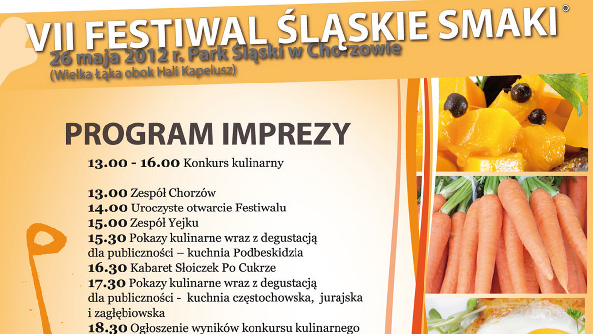 W sobotę, 26 maja, Śląska Organizacja Turystyczna organizuje siódmą edycję Festiwalu "Śląskie Smaki". Jak co roku impreza będzie rywalizacją kucharzy przy akompaniamencie muzyków, kabaretowych skeczy oraz występu zespołu "Śląsk".