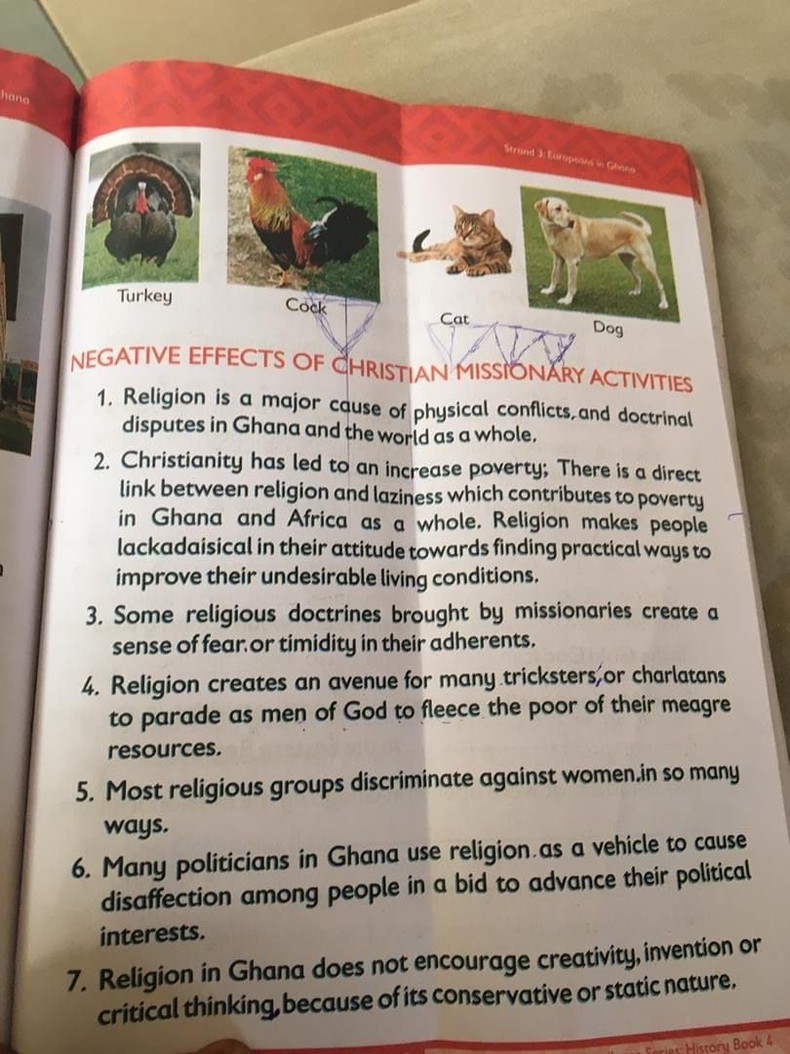 Ghanaians angry as textbook approved for class 4 pupils blames Christianity poverty in Ghana