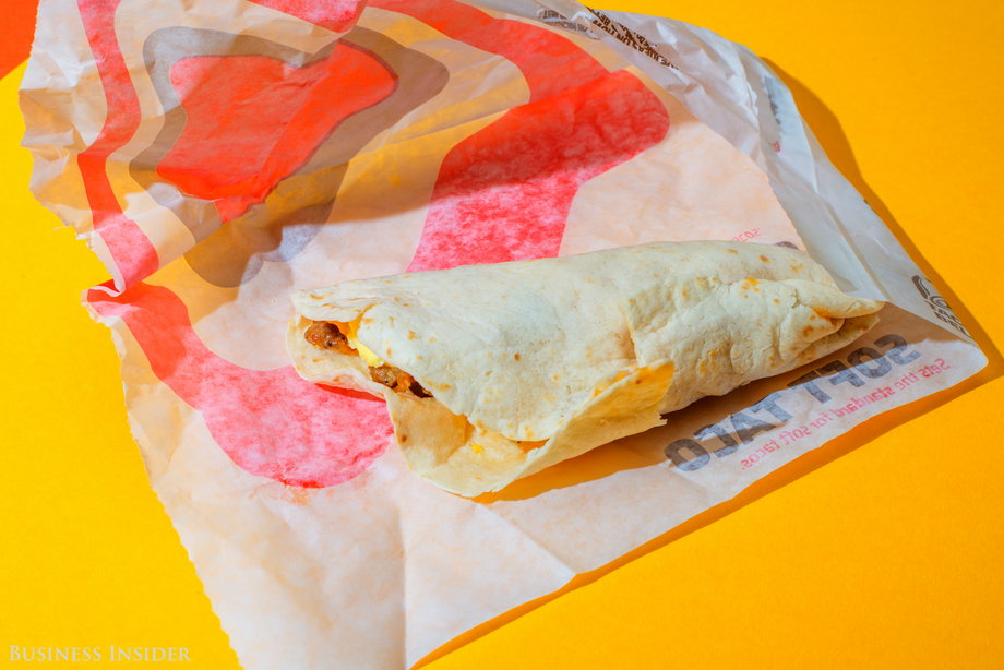 The soft breakfast taco is soft on flavor, that's for sure. But with just sausage (or bacon), egg, and cheese, there's not much to work with here.