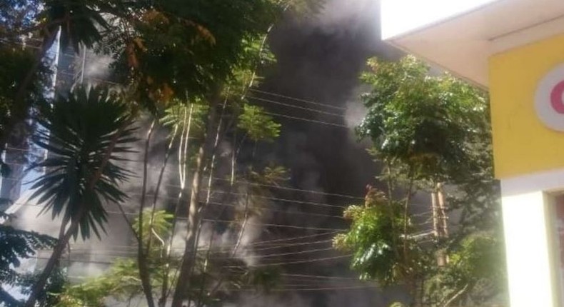 Promenade building located in Westlands along General Mathenge drive is on fire