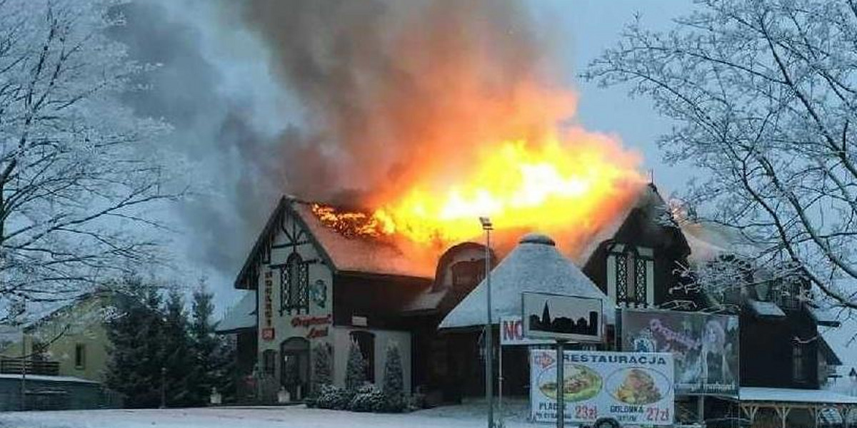 Pożar restauracji "Przystanek Łosoś" w Egiertowie