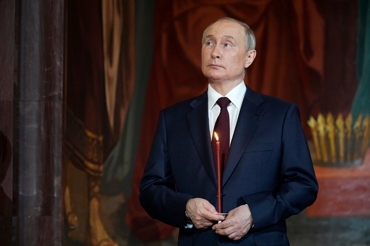 Władimir Putin podczas nabożeństwa