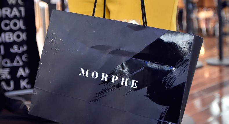 A shopper carries a Morphe bag at the brand's Las Vegas, Nevada, store on June 16, 2018.David Becker/Stringer/Getty Images