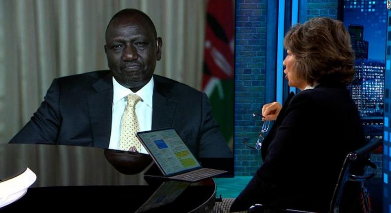 President-elect William Ruto during an interview with CNN's Christiane Amanpour